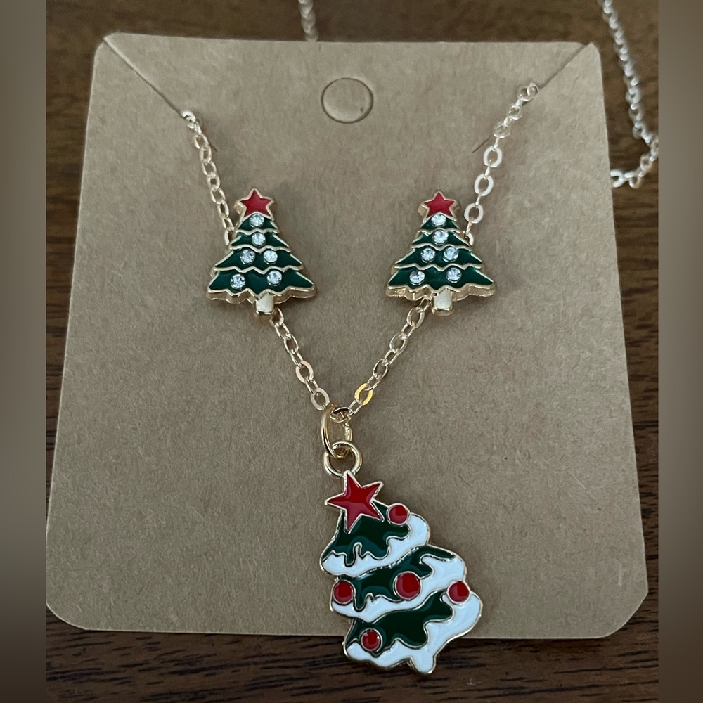 COPY - Christmas tree earrings and necklace set